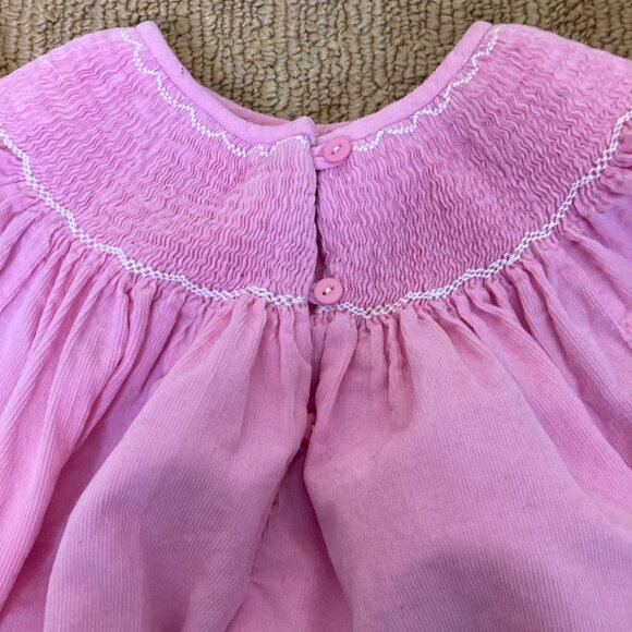 Smocked or Not Girls Dress 6 Pink Soft Corduroy Reindeer Long Rickrack - Picture 9 of 9